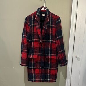 Modern Vintage Red and Black Plaid Women's Blazer